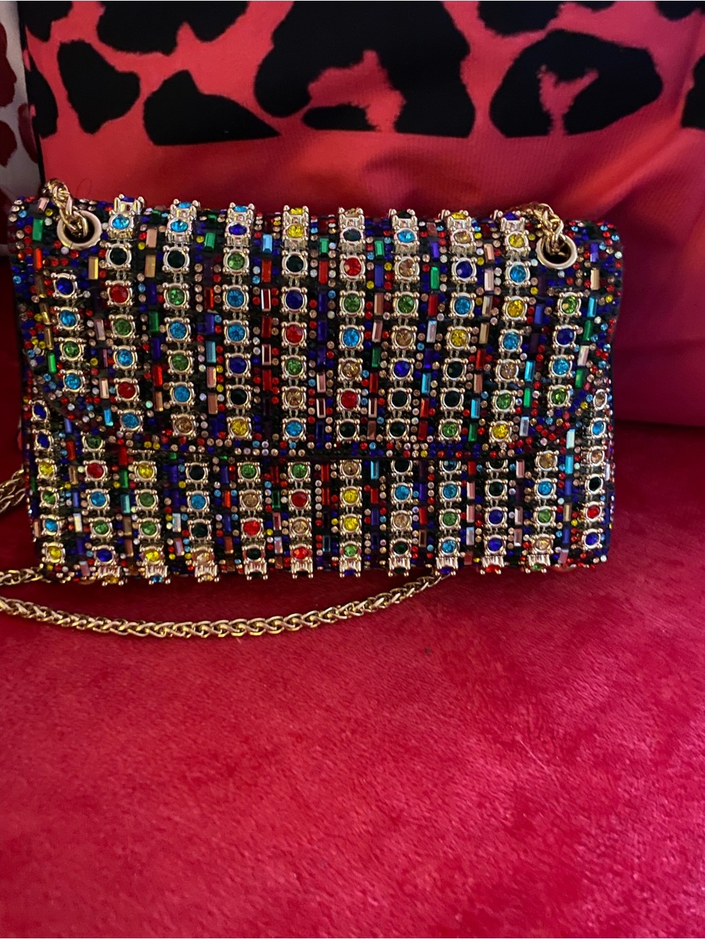 SHEIN Multicolor Jeweled Chain Crossbody Bag
